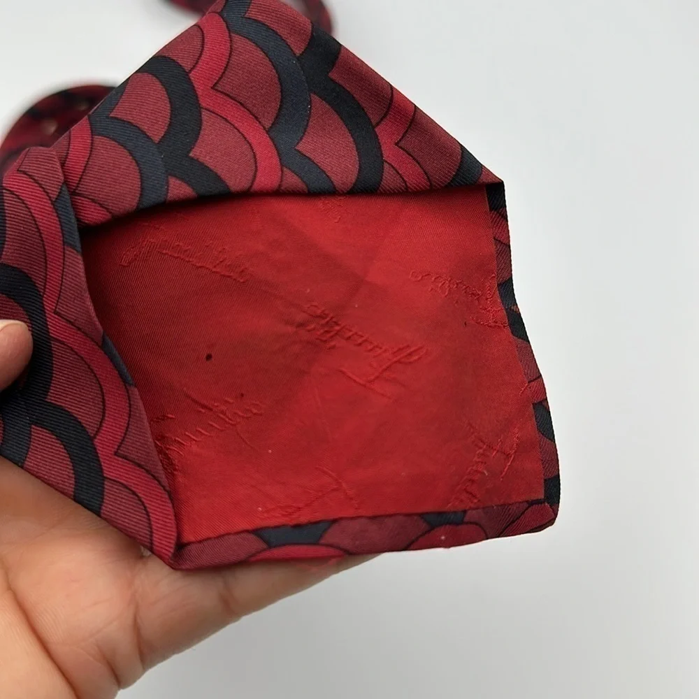 Emilio Pucci Vintage Tie Red Black 56” Long